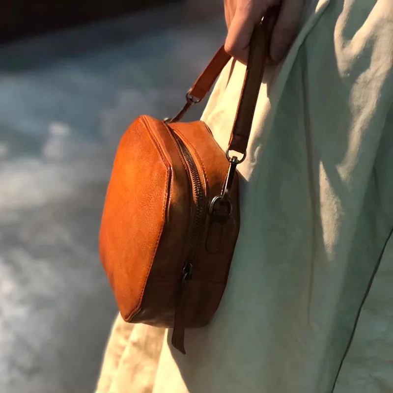 

Soft Genuine Leather Women Messenger Bag Female Real Leather Crossbody Shoulder Bags Small totes Handbag Retro Phone Bag Girls