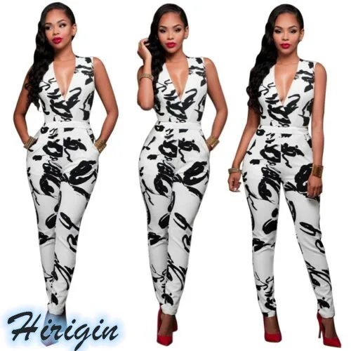 

Summer Women Jumpsuits NEW Women Summer Casual Skinny Jumpsuit Sleeveless Deep V-neck High Waist Jumpsuit