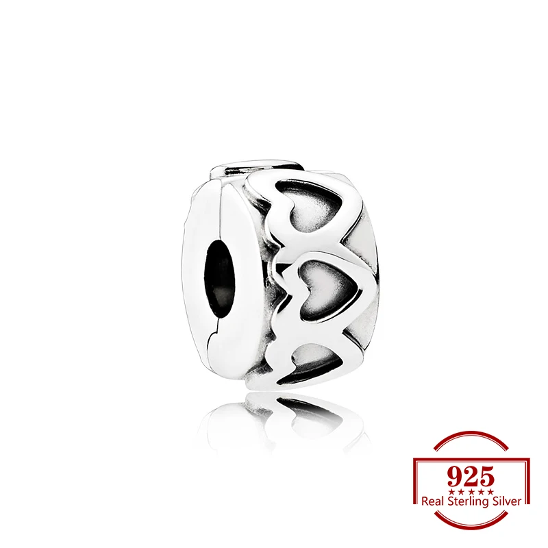 

Silver Heart Positioning Buckle Charms Diy Beads Fits Original Charm 925 Sterling Silver Bracelet Women Trendy Jewelry