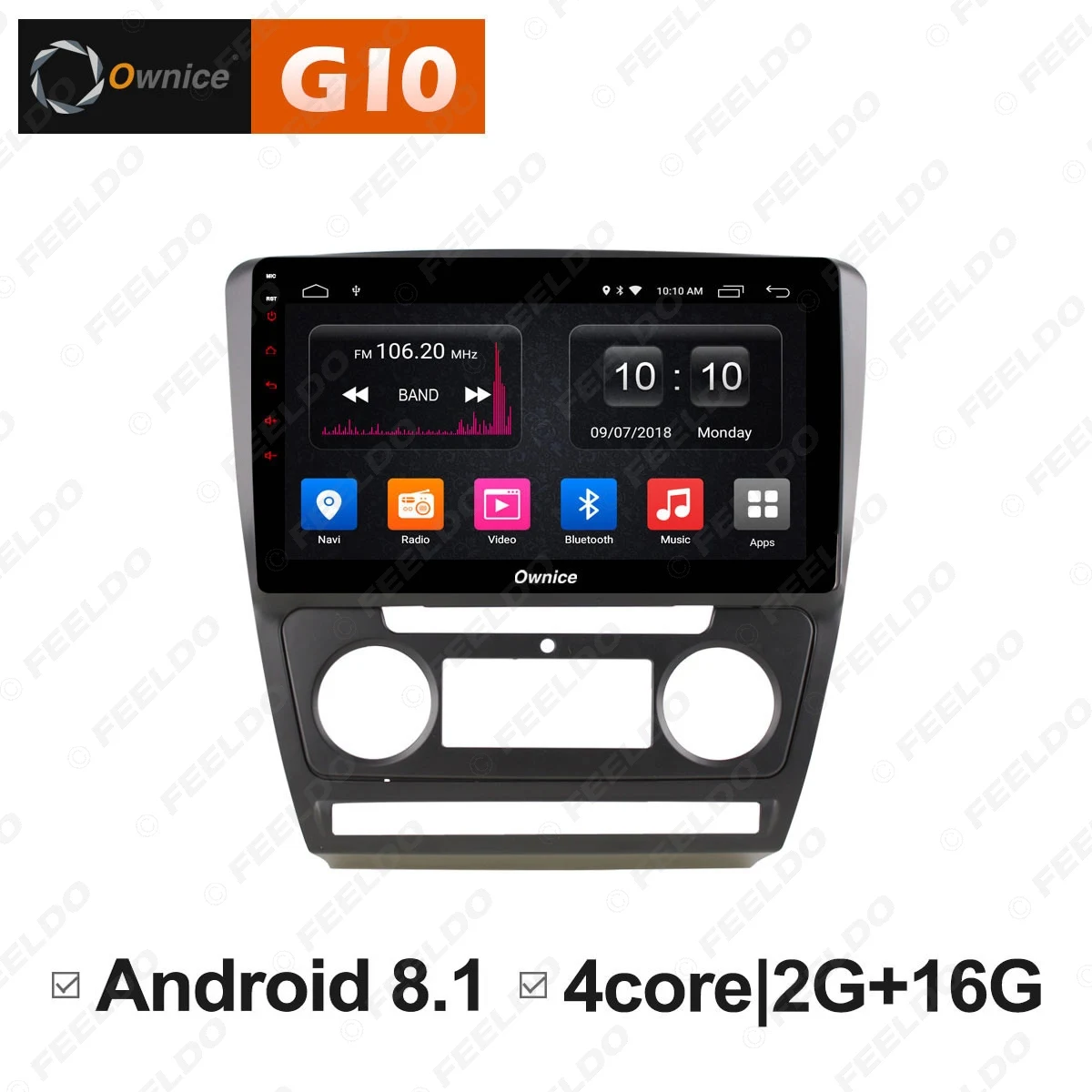 Top FEELDO 10.1" 2.5D Nano IPS Screen Android 6.0 Octa Core/DDR3 2G/32G/4G LTE Car Media Player For Octavia 2007-2014 (Octavia A5) 1