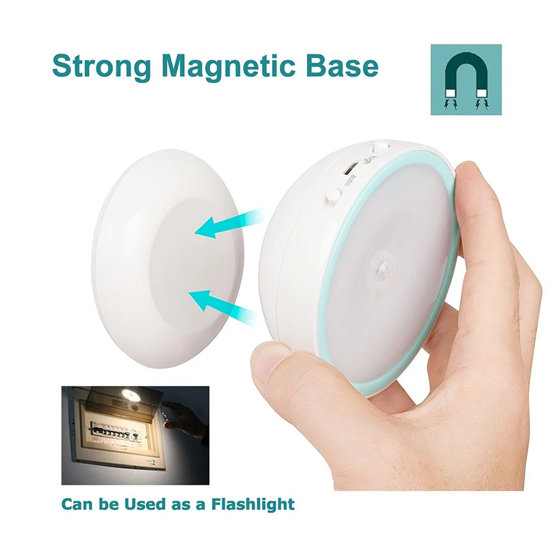 

Portable Rechargeable USB LED Motion Sensor Night Light 360 Rotating Toilet WC Kitchen Bedroom Cabinet Wall Reading Table Lamp