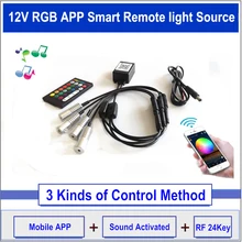 RGB светодиодный оптоволоконный светильник источник 1 шт./2 шт./4 шт./5 шт./6 шт. светильник головки 5 V-24 V Вход для автомобиля режим воспроизведения музыки RF Управление