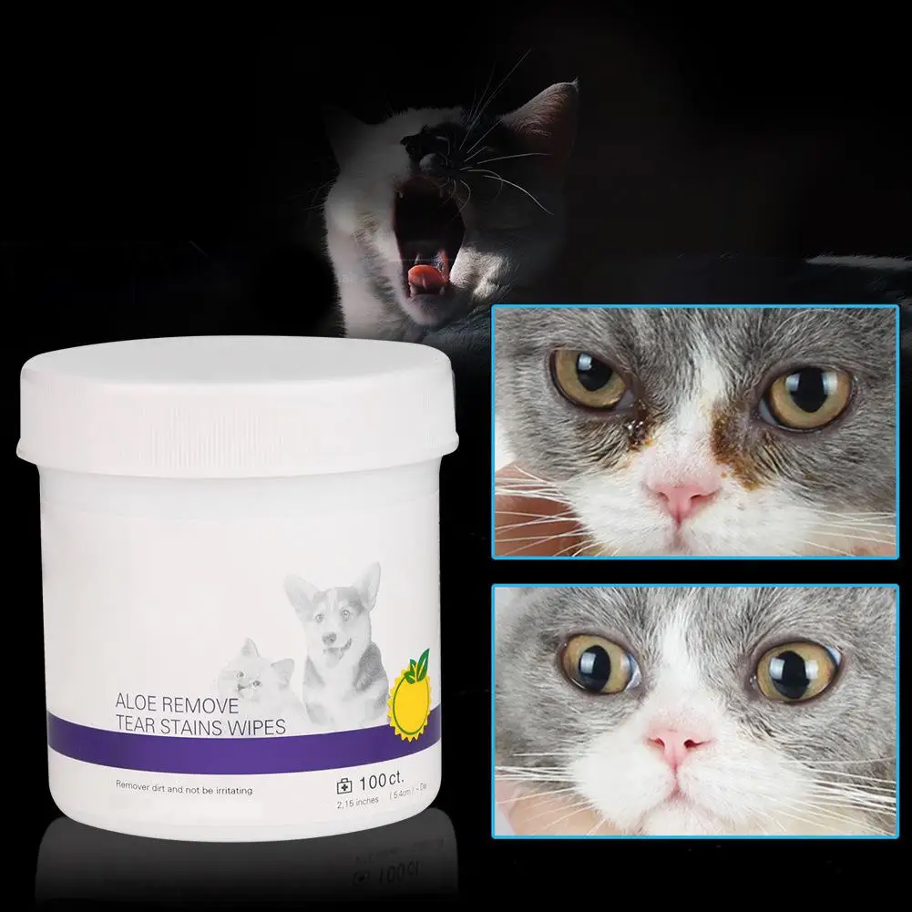 

100Pcs Pet Dog Cleaning Pads Facial Paper Towels Pet Eye Wet Wipes Tear Stain Remover Wipes for Cat Dog Puppy Teeth Eyes Ears