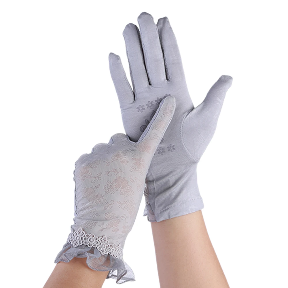 

Women's Sun Protection Gloves High Elastic Lace Design Solid Color Accessories