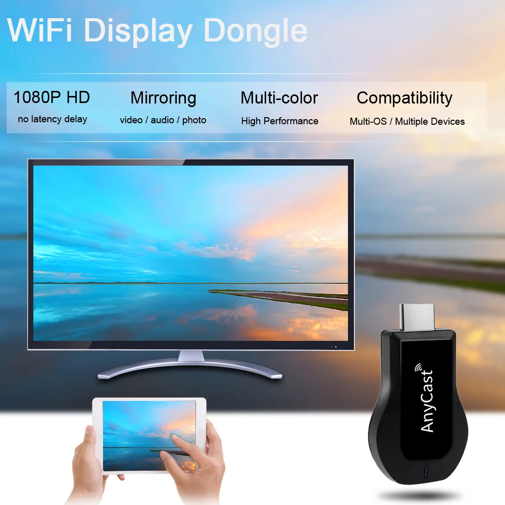 AnyCast беспроводной ТВ палка WiFi Дисплей приемник ключа 1080P HD Miracast Airplay