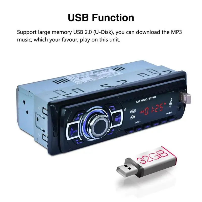 12V 1Din In Dash MP3 мультимедийный плеер AUX IN USB SD карта автомобильное радио Bluetooth стерео