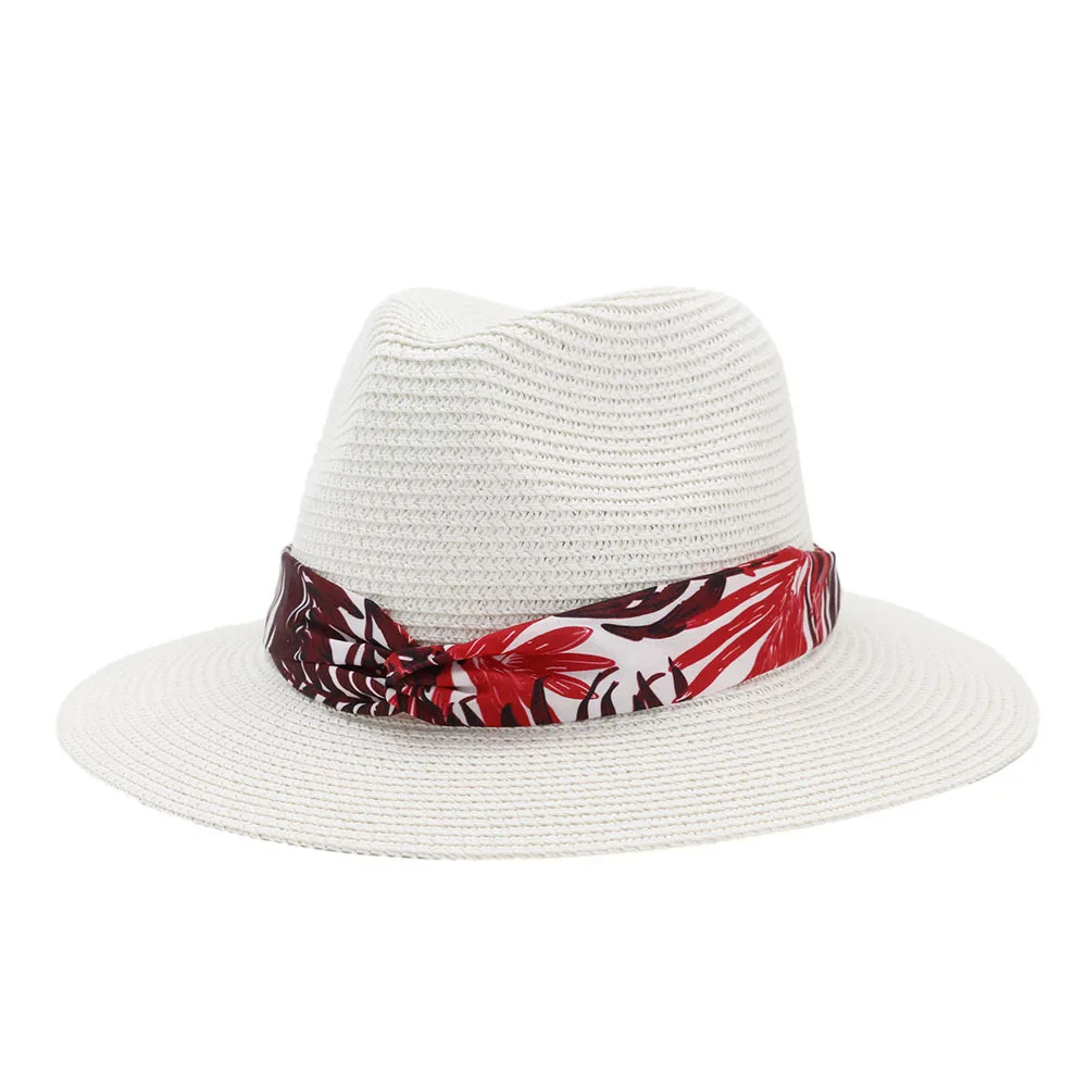 بنما قبعة الرجال القش فيدورا الذكور قبعة الشمس المرأة الصيف الشاطئ قبّعة للوقاية من الشّمس الفاتحة بارد الجاز تريلبي كاب الطباعة ضمادة