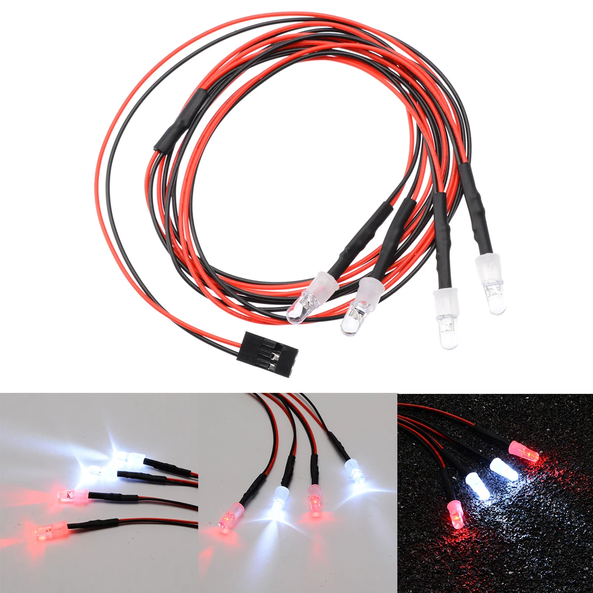 

4Pcs/set RC Electric Model Car Truck LED Light Set Headlight Headlamp Taillight 3/5mm LED Light for Model Drift Crawler Car