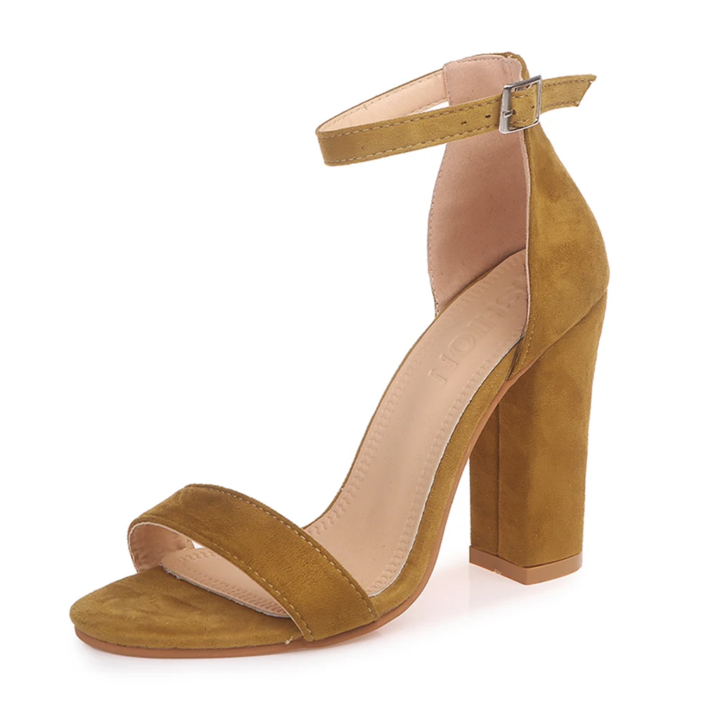 

Square High Heel Sandals Large Size Thick Sandals Suede Fish Mouth Women Square Heel 2019 New Fashion Hot Sale Summer Shoes