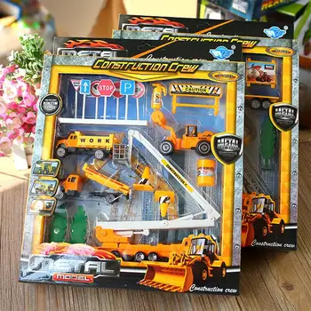 

Kids Alloy Car Modeling Set Puzzle Scene Props Toy Military Engineering Fire Alloy Car Set Children's Puzzle Scene Model Toy