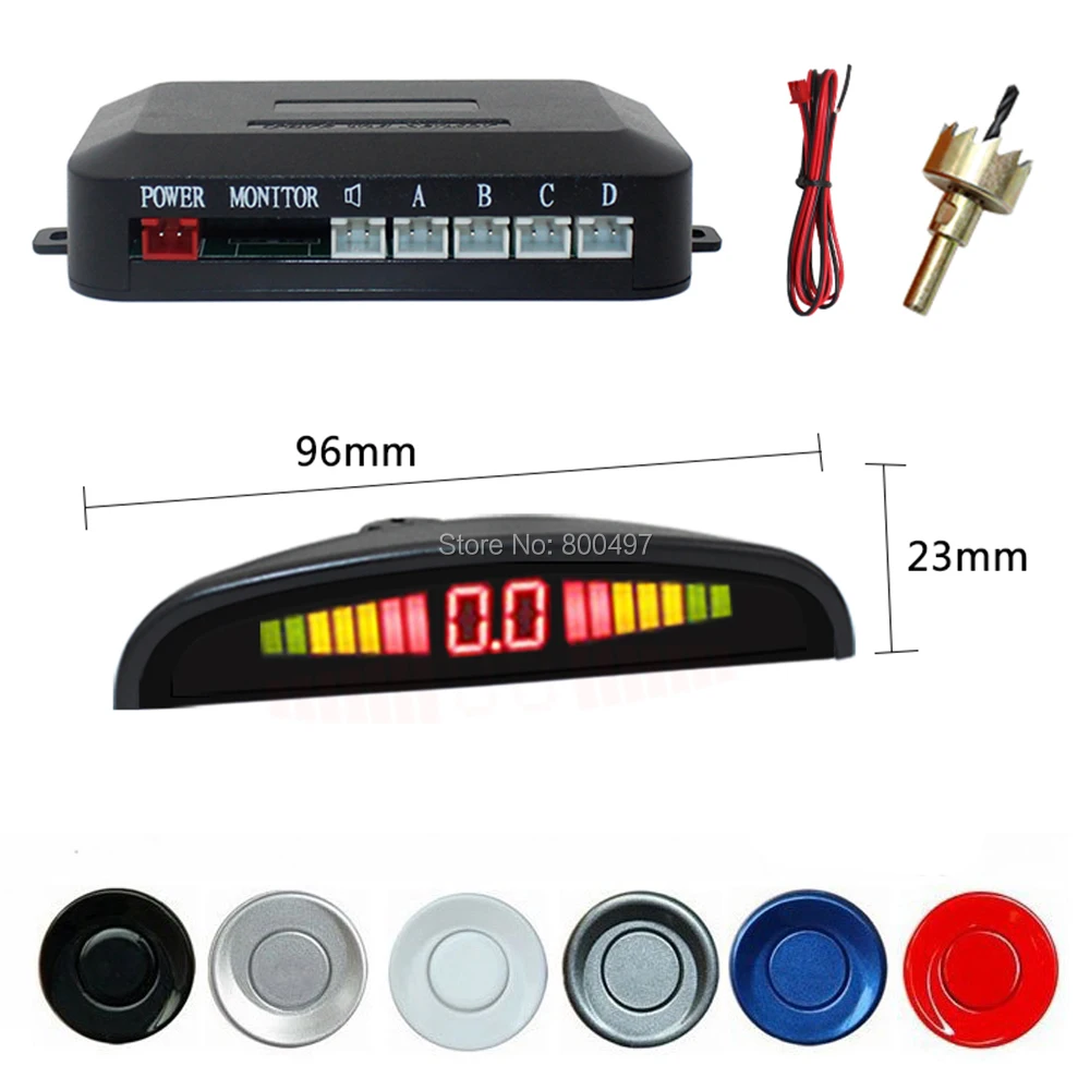 New Car LED Parking Sensor Reverse Backup Radar Assistance System With 22 mm Universal Sensors 6 Colors Available |