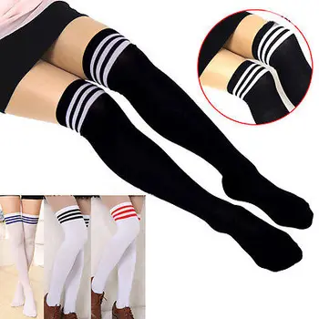 

Sexy Lady Girls Stockings student stockage Thigh High Striped Cotton Over Knee Long Stockings GL