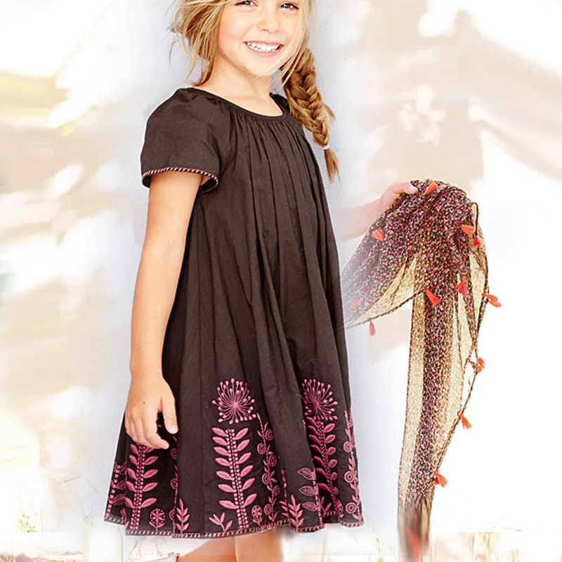 

Children's cotton embroidered dress casual dresses for girl Wedding Sleeveless Flowers Party Princess Dress Baby Girl Dress