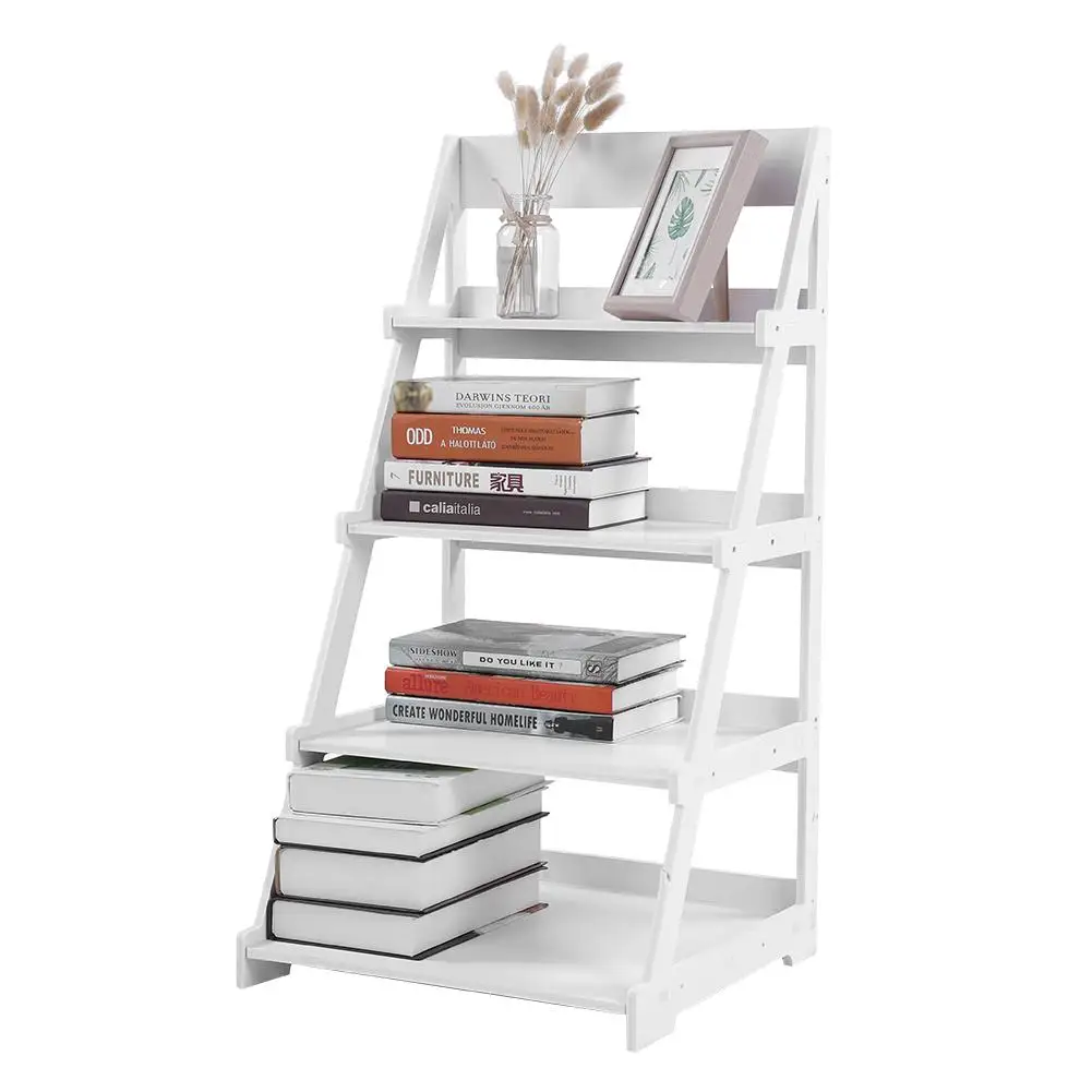 

4-Tier Wood Plastic Rack Storage Shelf Fashionable Ladder Type Plant Stand Home Furniture new