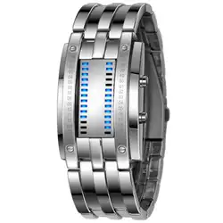 Модные креативные наручные часы для влюбленной пары для женщин нержавеющая сталь Синий световой светодиодный Электронные водонепрони