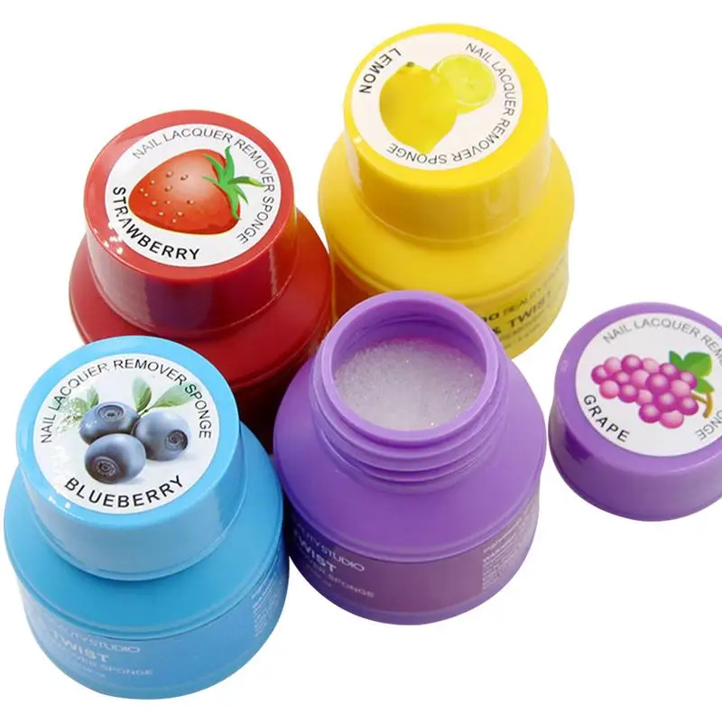 

Nail Polish Cleaner Rotating Fruit Flavor Sponge Environmentally Friendly Non-toxic Nail Polish Remover Four Color Optional Nail