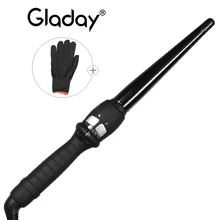 Gladay Профессиональный конический Плойка для завивки волос палочка двойной Напряжение щипцы для волос с керамическим бочком лёгкий наконечник
