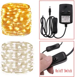 10/20/30M Fairy Lights Plug-in LED String Wedding Party Garden Christmas Decor On/Off Switch DC12V 2A Power adapter EU/US/UK/AU