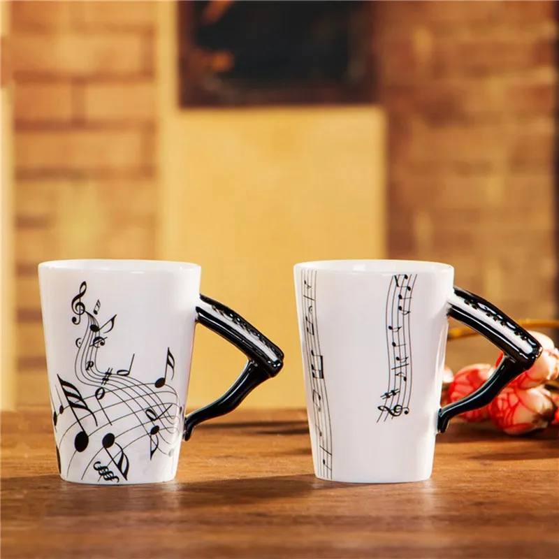 cheap Creative novelty piano handle ceramic cup free spectrum coffee milk tea cup personality mug unique musical instrument gift cup