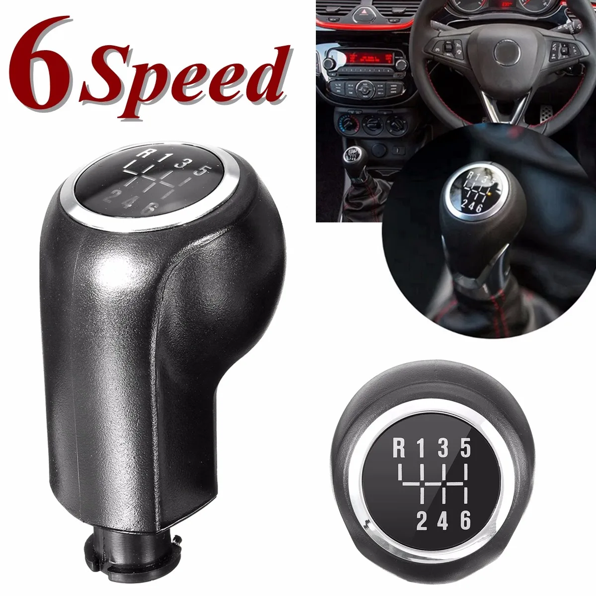6 Speed Gear Head Stick Shift Knob Black For VAUXHALL /OPEL /ASTRA