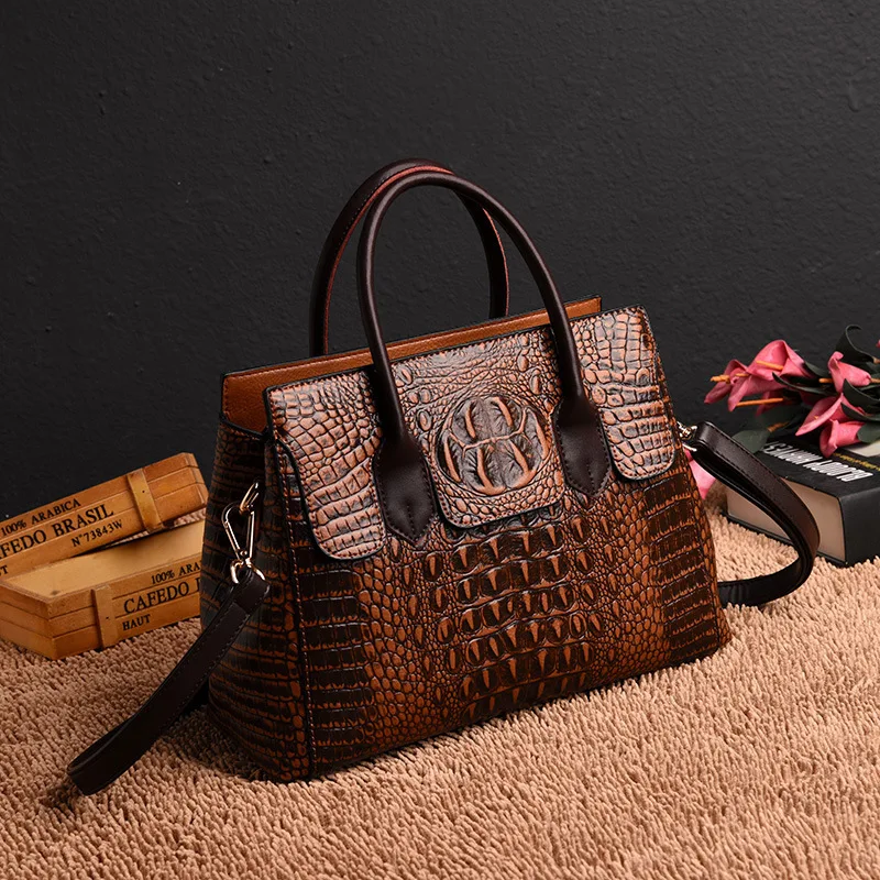 Kopen Vintage Mode Krokodil Lederen Luxe Dames Handtassen Vrouwen Tassen Designer Vrouw Schoudertas Vrouwelijke Bolsas Feminina