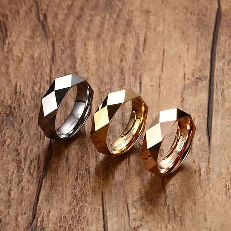 Men's Tungsten Carbide Geometric Design Wedding Band