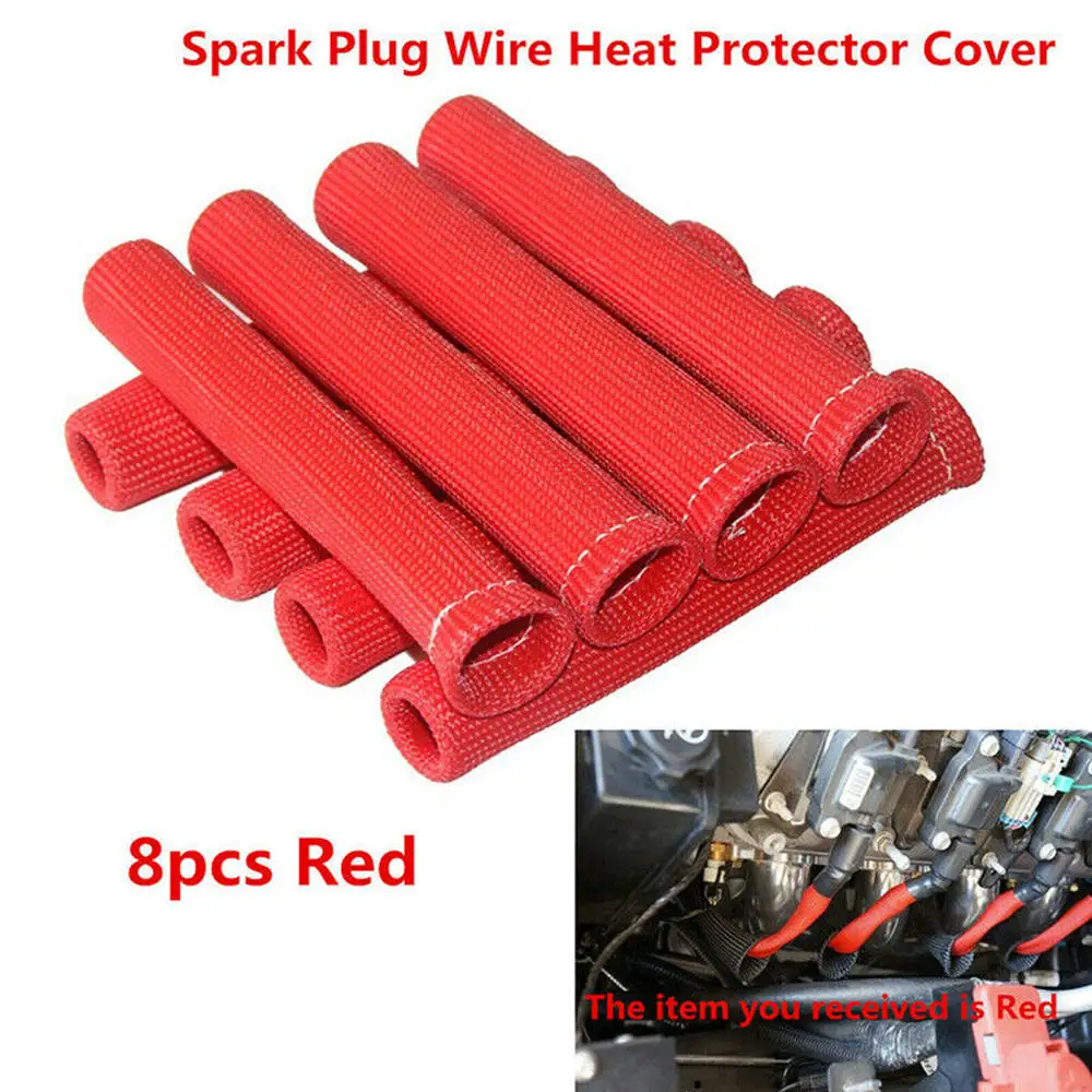 8pcs Black Red Blue 1200 Universal Spark Plug Wire Boots Heat Shield Protector Sleeve For GM