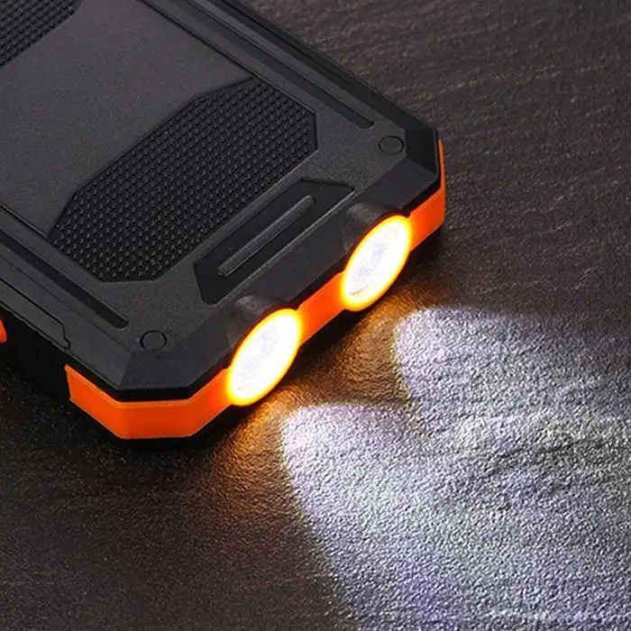 

Solar Power Bank 20000mAh Electric Charging External Battery Pack Waterproof Powerbank Smartphone 2 LED Light Portable Outdoor
