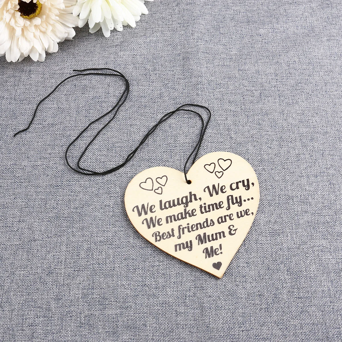 5pcs Heart Shape Wooden Piece Gift Tag Label w//String Decor for Mum/'s Gift
