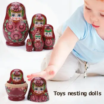 

1Set Russian Nesting Wooden Matryoshka Doll Set Hand Painted Decor Russian Nesting Dolls Baby Toy for Girls Gift