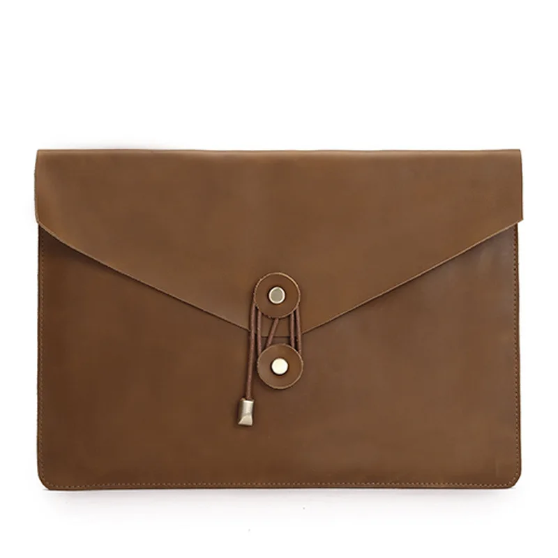 

New Pattern Waterproof Genuine Leather Business Laptop Bag Document Bags Macbook Protect Sheath Clutch Bag Men Organizer Pocket