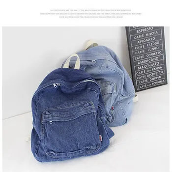 

Casual backpack for women school backpack bag girl jeans travel bag mochila mujer large capacity leisure bule denim backpacks