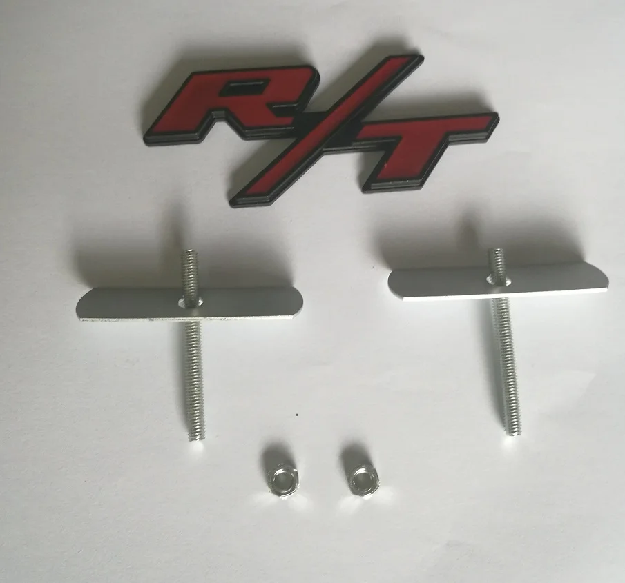 

JX-LCLYL 1pc Red Metal RT R/T Logo Front Grille Emblem Badge Decal Sticker for Dodge