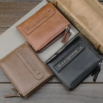 

Fashion men's wallet classic short PU leather double fold wallet credit card package