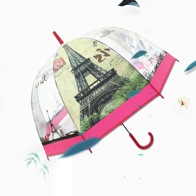 Британский Ветер серии зонтик Эйфелева башня зонтик прозрачный утолщенный Apollo птица каркасный зонт зонтик с прямой ручкой