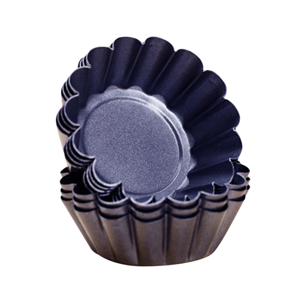 

12pcs Non-stick Carbon Steel Mini Tart Pans Reusable Egg Tart Tartlet Cupcake Baking Mold Muffin Cup