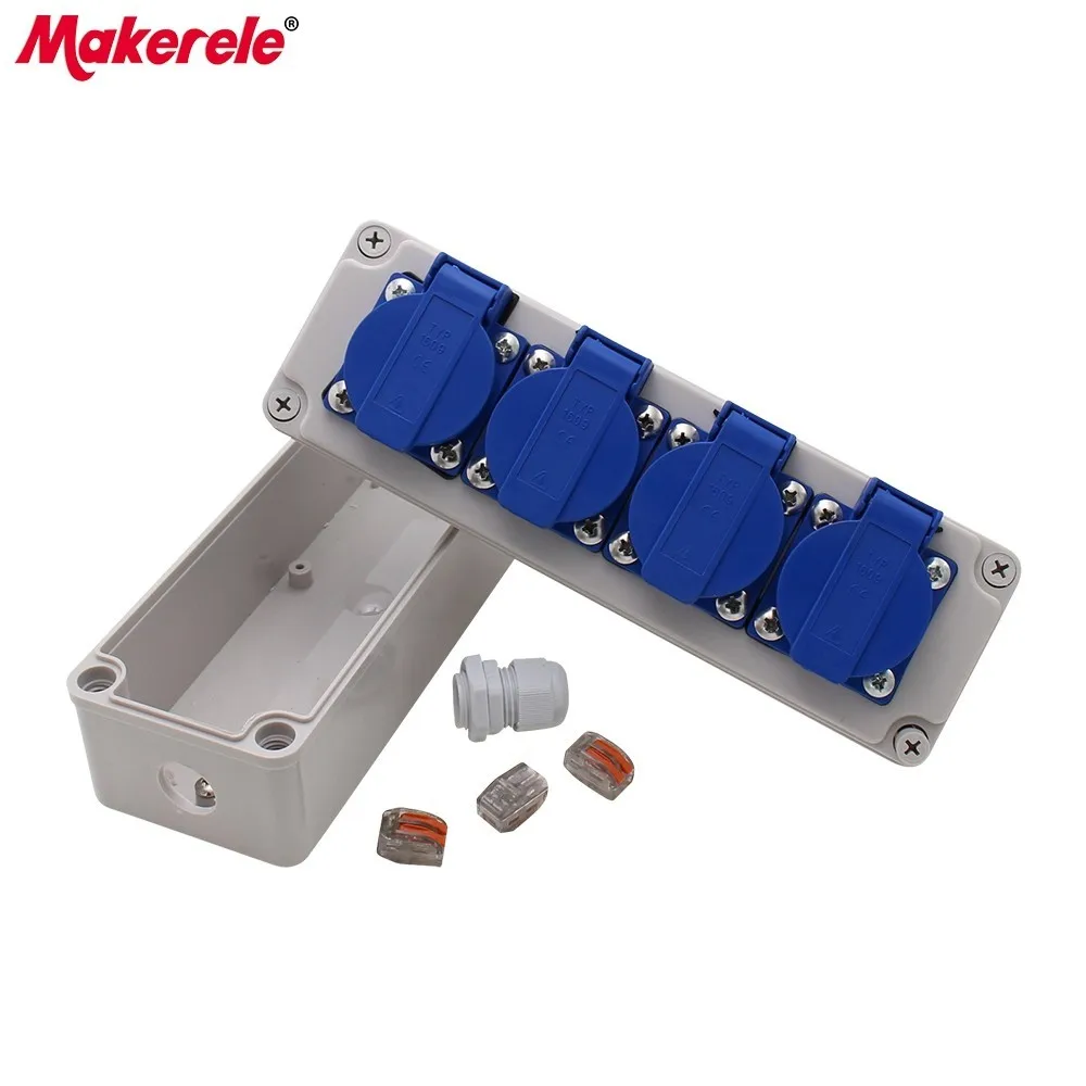 

Multifunctional Outdoor Rainproof Socket Box With Wire Connector And Cable Glands 4 Holes 10A Plastic Waterproof Socket Boxes