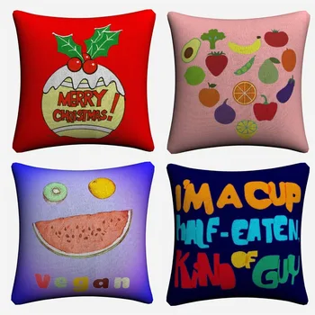 

Cartoon Fruits Abstract Design Decorative Cotton Linen Cushion Cover 45x45cm Throw Pillow Case For Sofa Home Decor Almofada