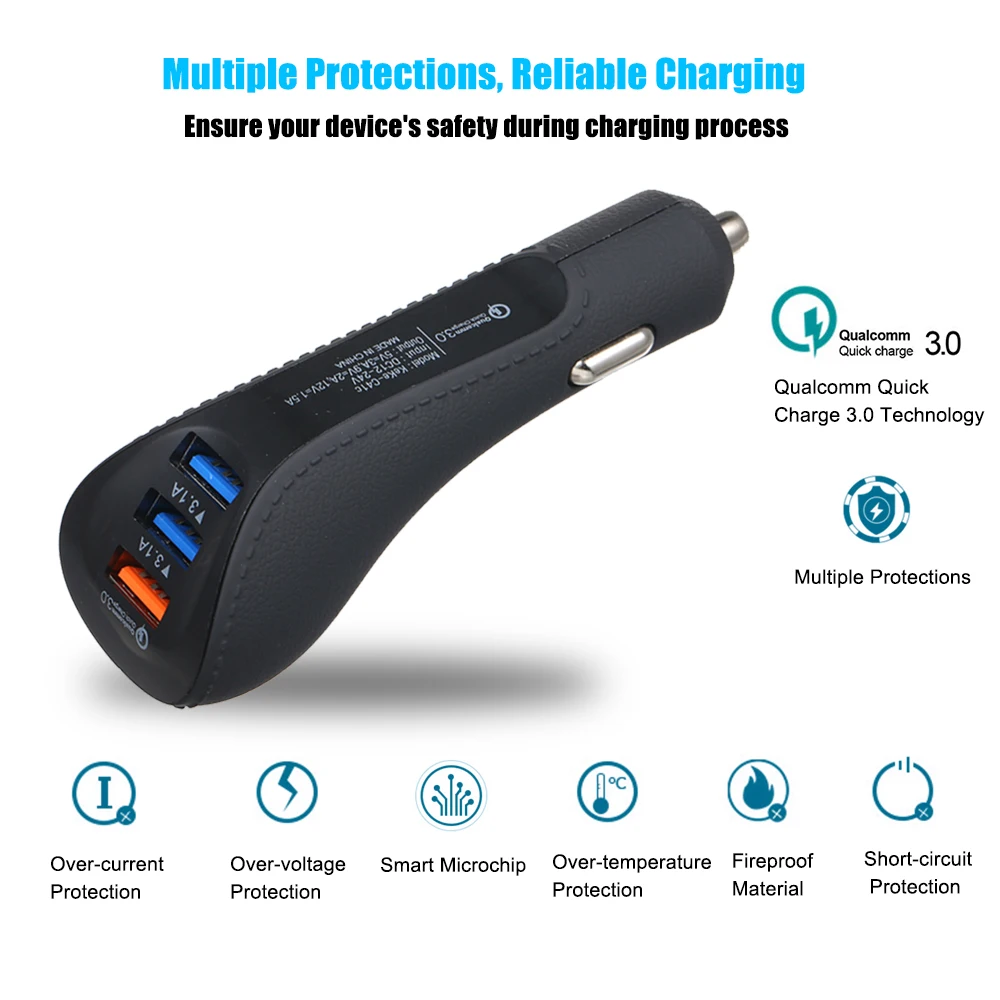 2019 Car USB Charger Quick Charge 3.0 Mobile Phone Charger 3 Port USB Fast Car Charger for iPhone Samsung Tablet Car-Charger 2019 Car USB Charger Quick Charge 3.0 Mobile Phone Charger 3 Port USB Fast Car Charger for iPhone Samsung Tablet Car-Charger