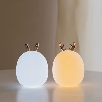 

1pcs Creative Touch Sensor LED Night Light For Children Baby Kids Rabbit elk LED USB Recharge Night Lamp Home Decor Emergency