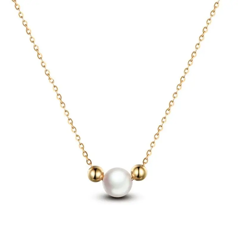 

Authentic 18k Yellow Gold O Link Chain 5-5.5mm Pearl Necklace 40cm L