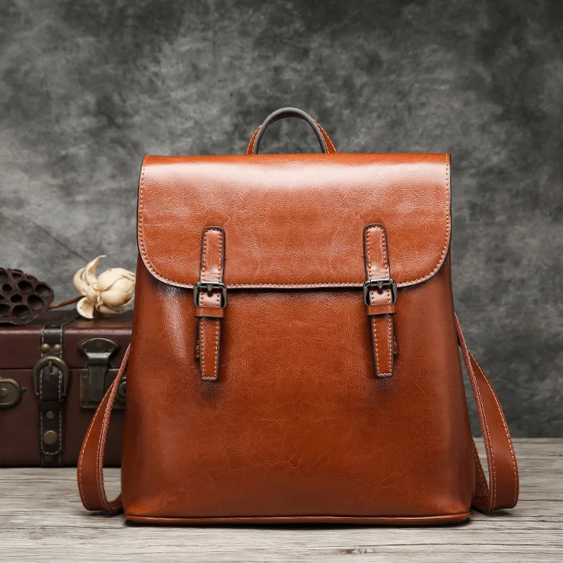 

Kajie Brand Top-quality 100% Genuine Leather Cowhide Women Laptop Feminine Fashion Backpack Mochila Feminina Sac A Dos Bagpack