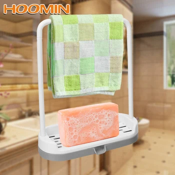 

HOOMIN Soap Shelf Clean Rag Rack Kitchen Tools Plastic Drain Wipes Sink Countertops Sponge Rack Scouring Pad Storage Rack