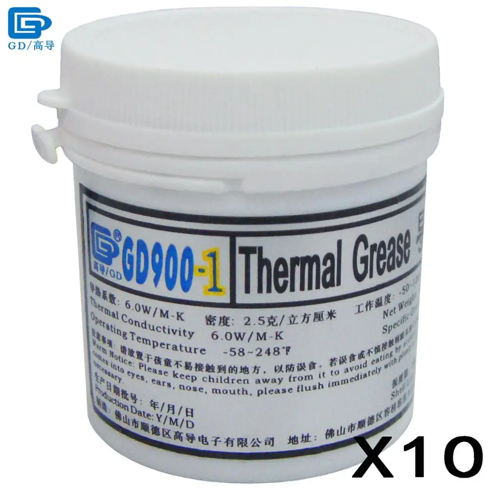 

GD900-1 Thermal Conductive Grease Paste Silicone Heat Sink Compound 10 Pieces Net Weight 150 Grams Containing Silver Gray CN150