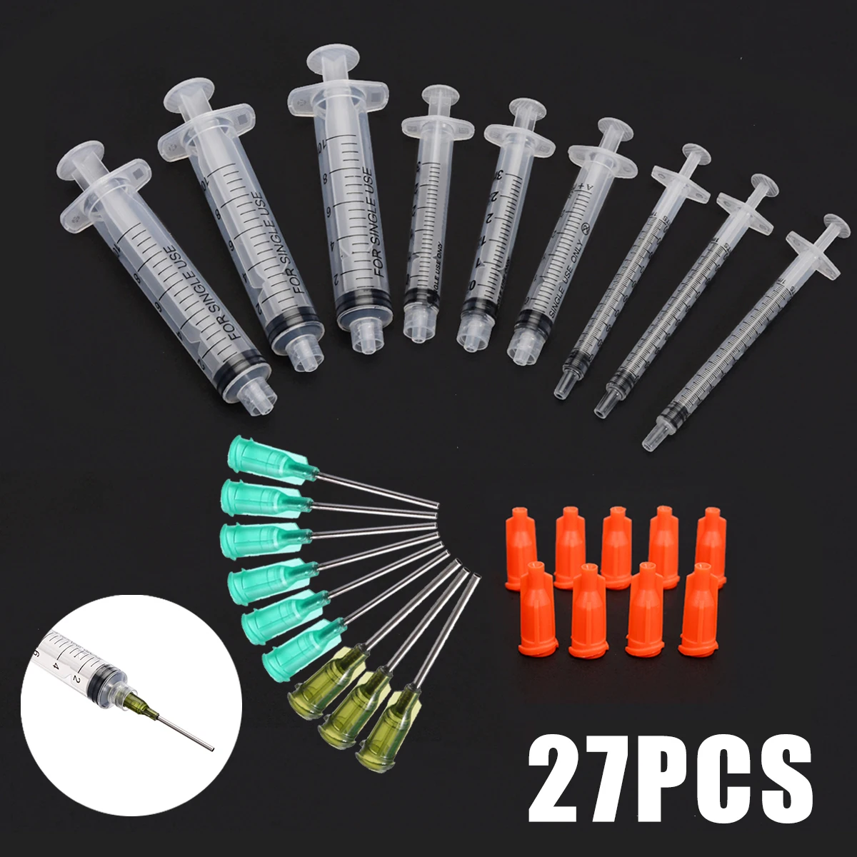 

9 Pack 1ml 3ml 10ml Luer Slip Syringes Reusable Refilling Measuring E-liquids Syringe Tools For Oil Or Glue Applicator