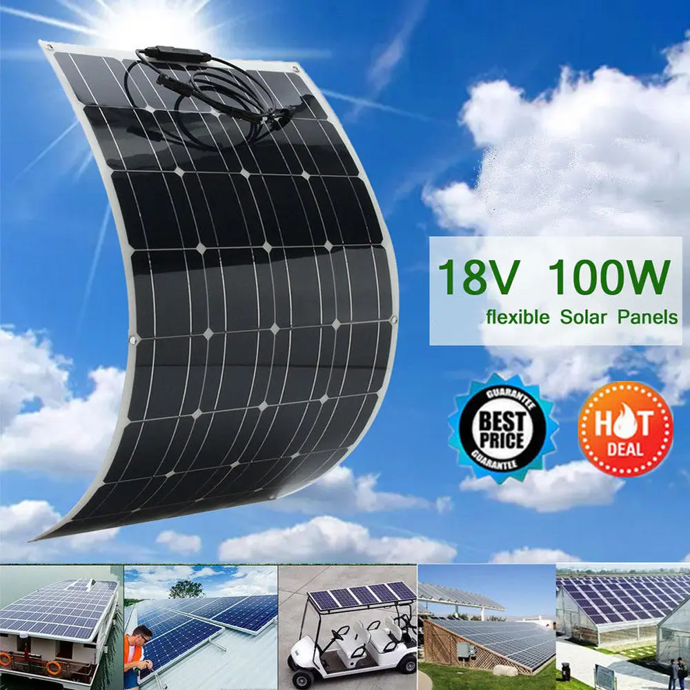 

Best Price 1/2 pcs 100w Solar Panel semi flexible 200W solar system Photovoltaic solar panel 18v battery/yacht/RV/car/boat