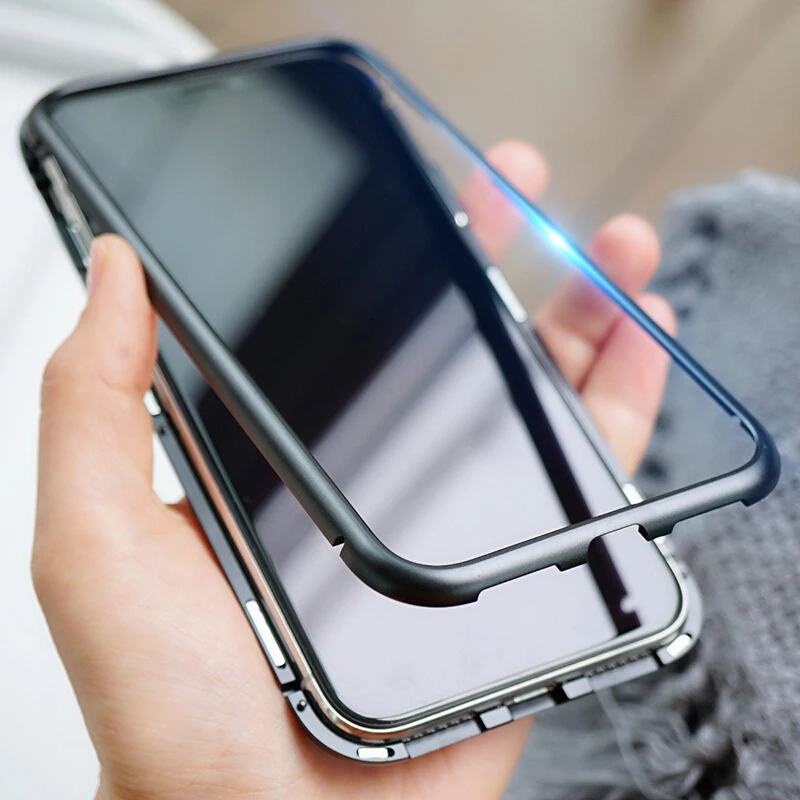 For Xiaomi mi pocophone F1 poco f1 case Magnetic Adsorption black tempered  glass cover Phone metal cases for xiaomi Poco F1 mif1|Flip Cases| -  AliExpress