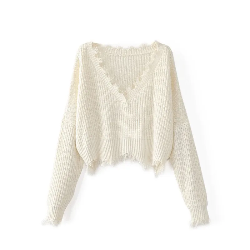2018 Autumn Winter Sweater Women Clothes Knitted Casual Long Sleeve Sweaters Tops Harajuku Loose Short Sweater Pullovers Solid