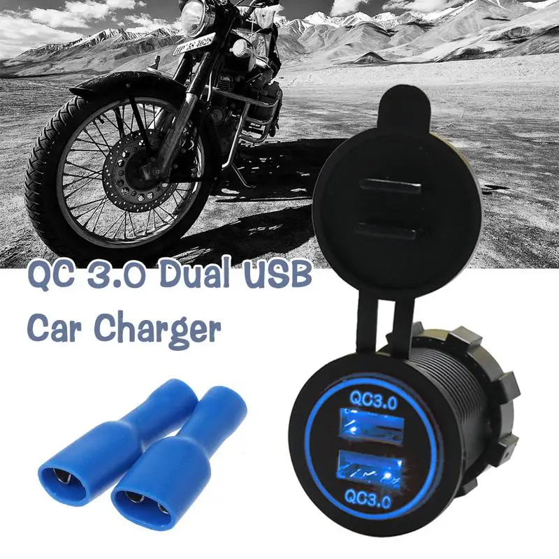 Двойной USB Quick Charge 3,0 светодиодный быстрое зарядное устройство для 12 V/24 V Авто Лодка мотоцикл внедорожник автобус; грузовик; легковой автомобиль аксессуары