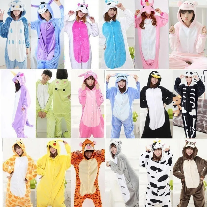 

2019 New Onesie Wholesale Animal Kigurumi Stitch Star Unicorn Onesies Adult Unisex Women Hooded Sleepwear Adult Winter Flannel